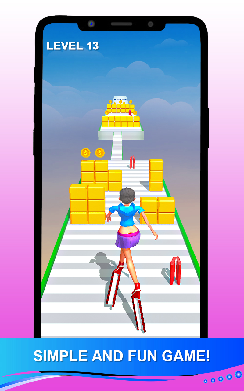 Perfect Heels Stack High Tall Run! Shiny Shoe High Race Fashion Walk Challenge 3D - Collect Heels on Runway To Make your Heel Taller and Walking on Podium Game