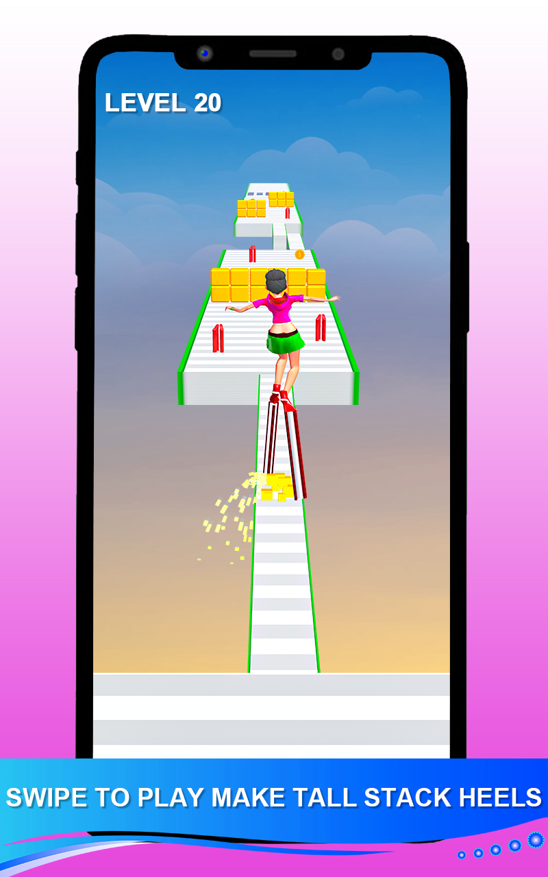 Perfect Heels Stack High Tall Run! Shiny Shoe High Race Fashion Walk Challenge 3D - Collect Heels on Runway To Make your Heel Taller and Walking on Podium Game