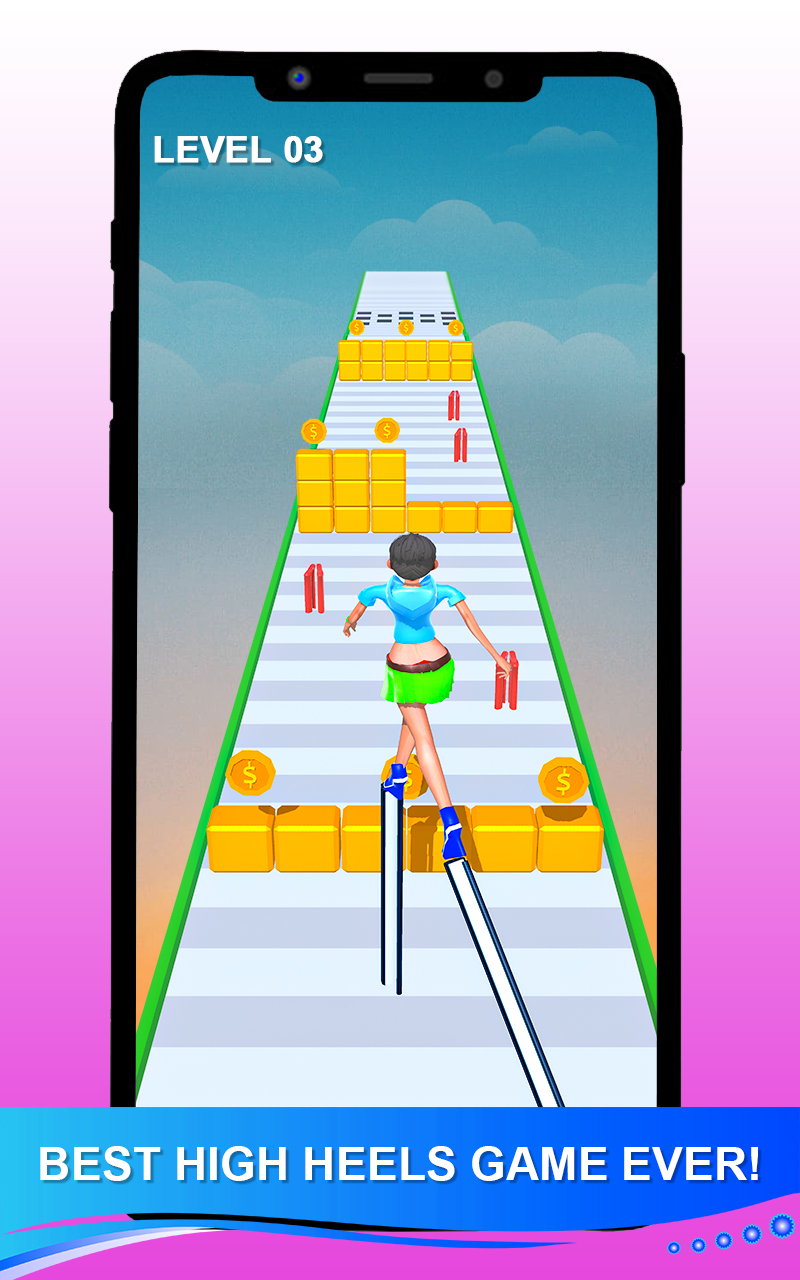 Perfect Heels Stack High Tall Run! Shiny Shoe High Race Fashion Walk Challenge 3D - Collect Heels on Runway To Make your Heel Taller and Walking on Podium Game