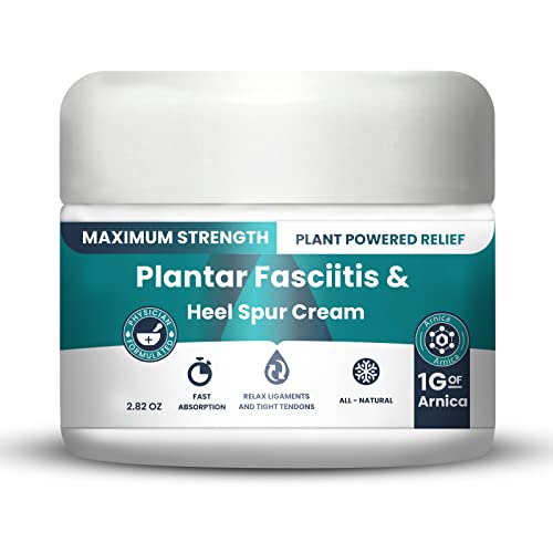 Plantar Fasciitis And Heel Spur Cream By PMT - Cream For Foot Relief. High Concentration of Arnica; Vitamin B6, Menthol, MSM, Glucosamine - To Soothe and Relieve - 2.82 OZ