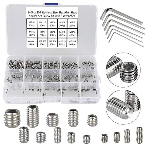 HanTof 340pcs Metric Hex Socket Set Screw Assortment