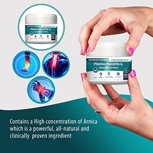 Plantar Fasciitis And Heel Spur Cream By PMT - Cream For Foot Relief. High Concentration of Arnica; Vitamin B6, Menthol, MSM, Glucosamine - To Soothe and Relieve - 2.82 OZ