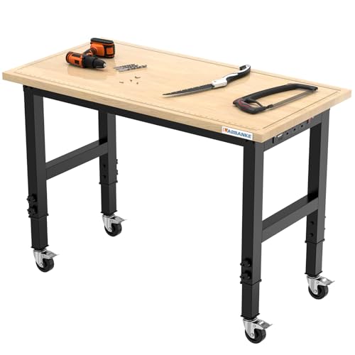 LARBANKE 48" Heavy-Duty Workbench with Brake Wheels under 2000lbs