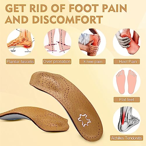 Arch Support Insoles for Women/Men, 3/4 Plantar Fasciitis Insoles High Arch Supports Shoe Insoles for Flat Feet, Over-Pronation, Foot Pain Relief, Orthotics Heel Cushion Inserts for Running Walking, M