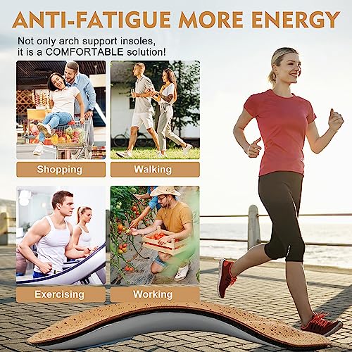 Arch Support Insoles for Women/Men, 3/4 Plantar Fasciitis Insoles High Arch Supports Shoe Insoles for Flat Feet, Over-Pronation, Foot Pain Relief, Orthotics Heel Cushion Inserts for Running Walking, M