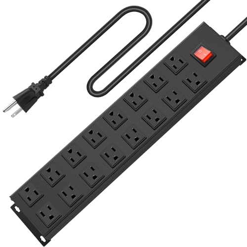Metal 16 Outlet Mountable Power Strip, Wall Mountable