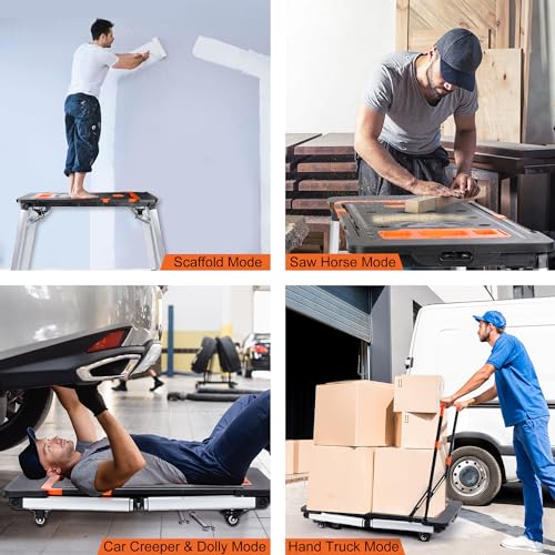 Rengue Multifunctional Folding Work Table - 7 Modes, 4 Wheels