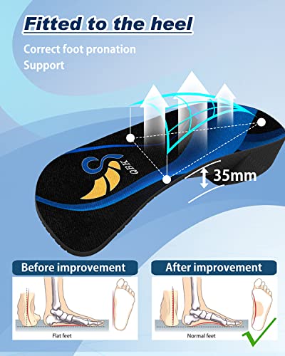 3/4 Arch Support Insoles for Women/Men,QBK Orthotics Shoe Insoles High Arch Supports Shoe Insoles for Plantar Fasciitis, Flat Feet, Over-Pronation,Height Increase Insoles, Heel Cushion Inserts，M