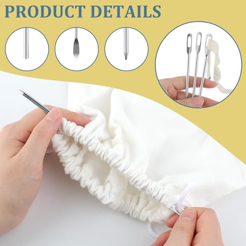 Drawstring Threader Tool Set, Stainless Steel Sewing Loop Turner Hooks with Latch, Flexible Drawstring Threader, Easy Rope Threader Clips for Jackets Coats Pants Hoodies Sweaters (8 Pack)