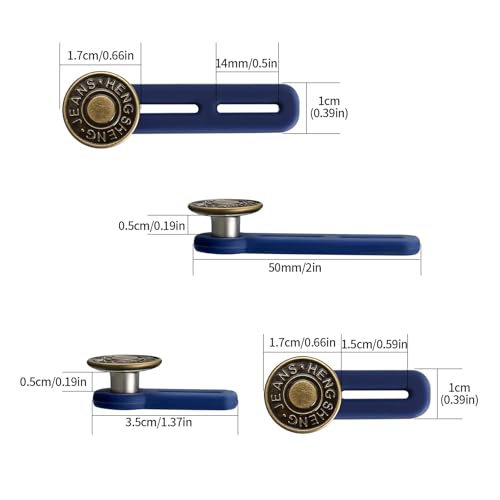 6 Pcs Jean Button Extender, Pants Extender Button for Women Men, Waist Extenders, Retractable No Sew Instant Waistband Extender Buttons Metal Silicone for Jeans Pants Collar, 2 Sizes
