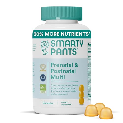 SmartyPants Prenatal Vitamins for Women, Multivitamin Gummies: Pre and Postnatal Vitamins, Biotin, Methylfolate, Vitamin D3, C, Vitamin B12, B6, Vitamin A, K & Zinc, 60 Count (30 Day Supply)