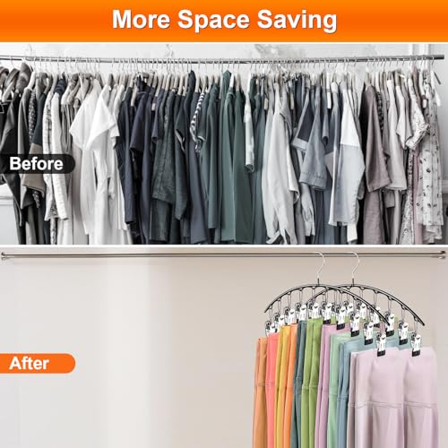 Pants Hangers with Clips Space Saving, BLESSDEMI Pant Hangers of 20 Clips, Closet Organizers and Storage, Legging Organizer for Closet, 2 Pack