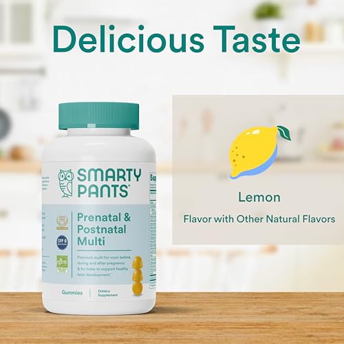 SmartyPants Prenatal Vitamins for Women, Multivitamin Gummies: Pre and Postnatal Vitamins, Biotin, Methylfolate, Vitamin D3, C, Vitamin B12, B6, Vitamin A, K & Zinc, 60 Count (30 Day Supply)