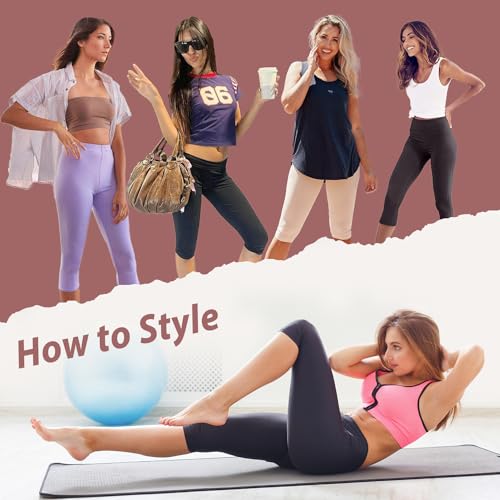 Hi Clasmix 3 Pack Women's Knee Length Leggings-High Waisted Capri Pants Biker Shorts for Women Yoga Workout Shorts Summer
