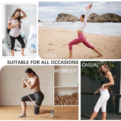 Hi Clasmix 3 Pack Women's Knee Length Leggings-High Waisted Capri Pants Biker Shorts for Women Yoga Workout Shorts Summer