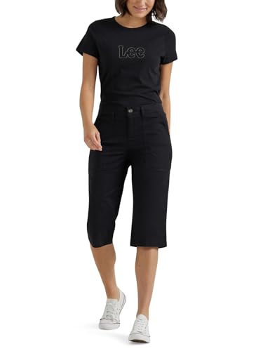 Lee Womens Ultra Lux Comfort with Flex-to-go Utility Skimmer Capri Pants, Union-All Black, 16 US
