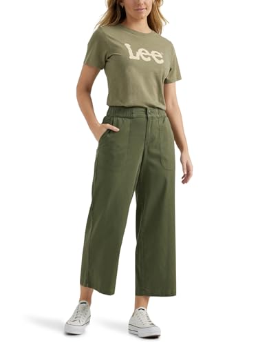 Lee Womens Ultra Lux Comfort Utility Crop Capri Pants, Olive Night, 16 US