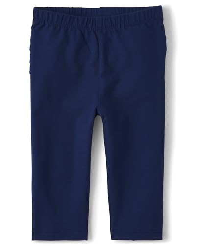 The Children's Place Baby Girl's and Newborn Ruffle Pull-On Pants, Milky Way Blue 2-Pack, 0-3 Months