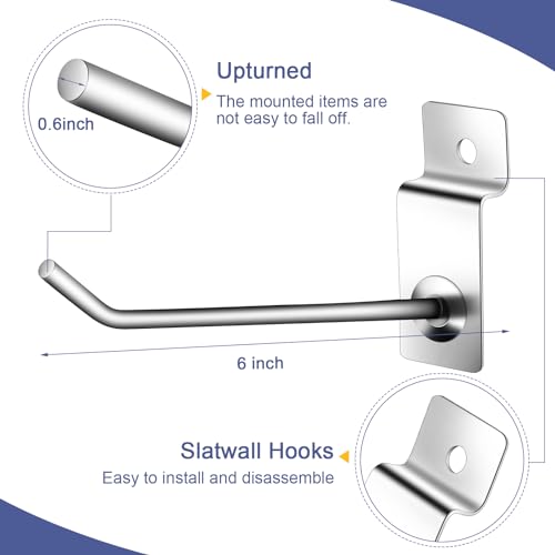 Blulu 50 PCS Metal Slatwall Hooks for Retail Display