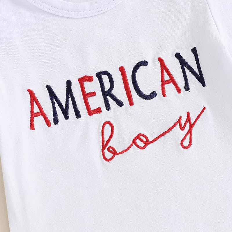 Twopumpkin Newborn 4th Of July Outfit Baby Boy My First Fourth of July Outfits Onesie Romper+Pants+Hat Infant Clothes Set (American Boy Red, 0-3 Months)