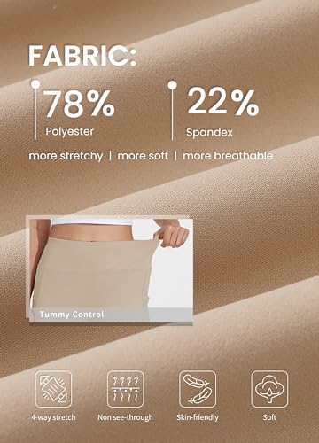 Willit Women's Yoga Capris Pants High Waist Leggings Crop Athletic Exercise Workout Capris Straight Leg 21" Khaki M