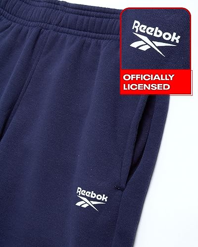 Reebok Boys' Active Joggers - 2 Pack Fleece Athletic Sweatpants (Size: 8-20), Size 7, Grey Heather/Navy