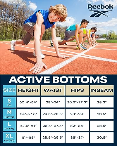 Reebok Boys' Active Joggers - 2 Pack Fleece Athletic Sweatpants (Size: 8-20), Size 7, Grey Heather/Navy