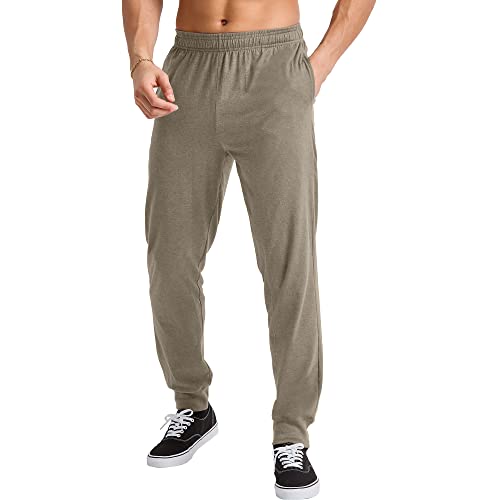 Hanes Originals Cotton Joggers, Jersey Sweatpants for Men with Pockets, 30" Inseam, Oregano Heather