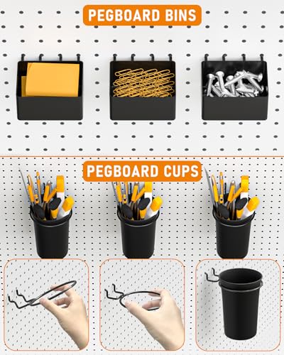 30PCS Peg Board Organizer Kit: Hooks, Bins, Baskets