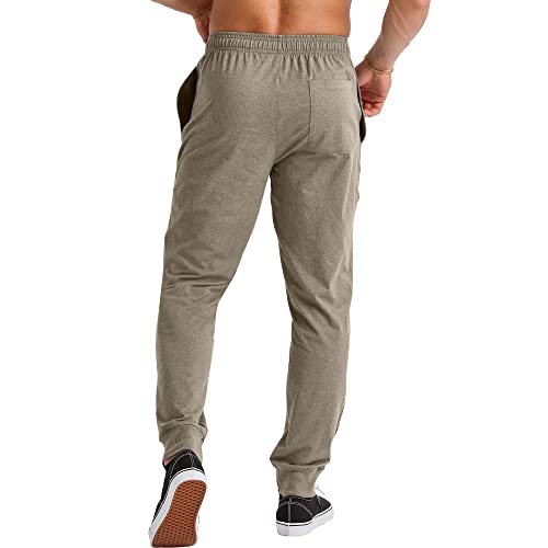 Hanes Originals Cotton Joggers, Jersey Sweatpants for Men with Pockets, 30" Inseam, Oregano Heather