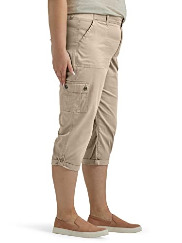 Lee Women's Plus Size Ultra Lux Comfort with Flex-To-Go Cargo Capri Pant Pioneer Beige 18 Plus