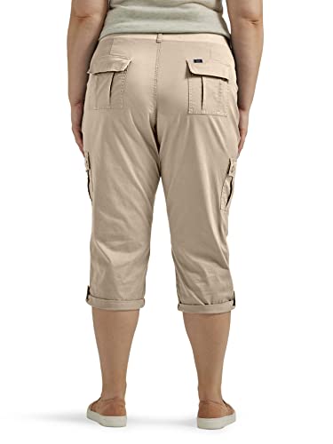 Lee Women's Plus Size Ultra Lux Comfort with Flex-To-Go Cargo Capri Pant Pioneer Beige 18 Plus