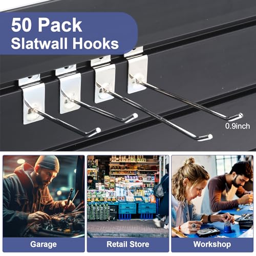 Blulu 50 PCS Metal Slatwall Hooks for Retail Display