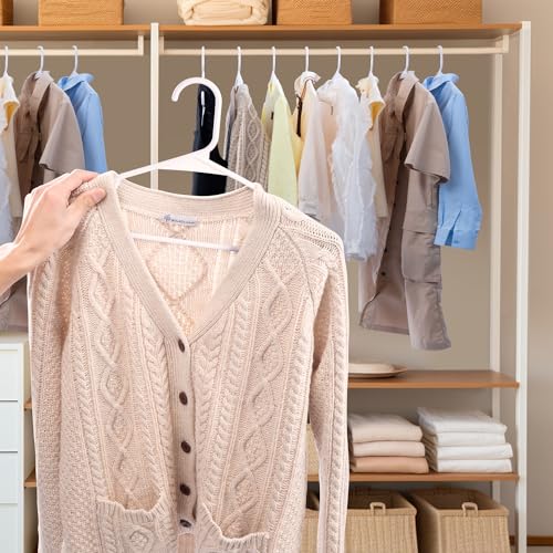 Our Modern Space 100 PACK Plastic Hanger for Shirt Pants Coats Dresses Skirts Suits Jackets - Standard Thick Coat Hanger - Sturdy & Durable Design with Shoulder Grooves Hook - BLACK