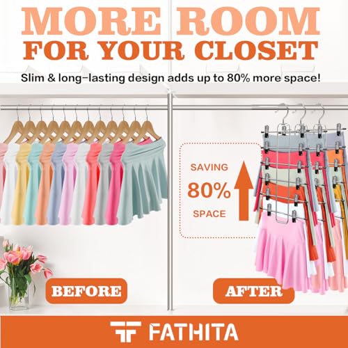 3 Pack Pants-Hangers-Space-Saving,6 Tier Skirt-Hangers with Clips for Closet-Organizers-and-Storage,Foldable Dorm-Room-Essentials-for-College-Students-Girls,Closet Organizer System Jean Yoga Hanger
