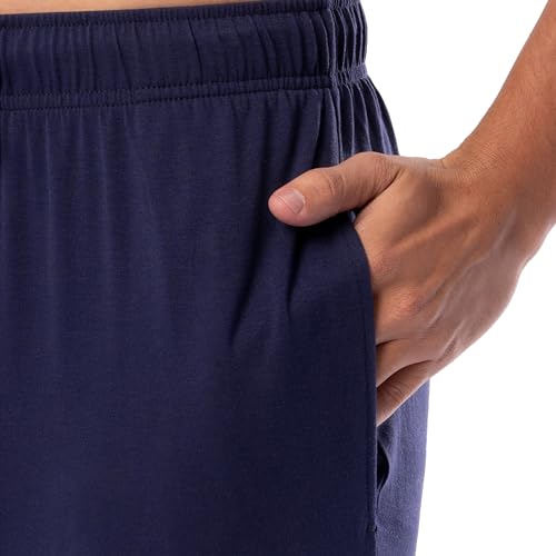 Fruit of the Loom Men's 360 Stretch Short Sleeve V-Neck Top and Pant Sleep Pajama Set, Navy