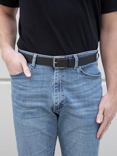 Wrangler Men’s Full Grain Genuine Leather 35mm Thick Casual Belt for Jeans, Pants - Black, 36