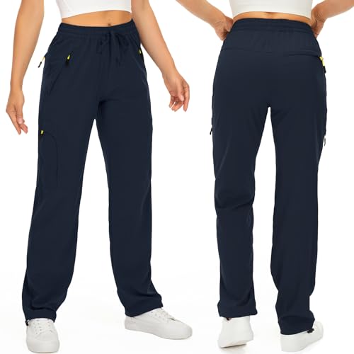 Women's Hiking Pants Quick Dry UPF 50 Travel Golf Pants lightweight Camping Work Cargo Pants Zipper Pockets,6608,Blue,M