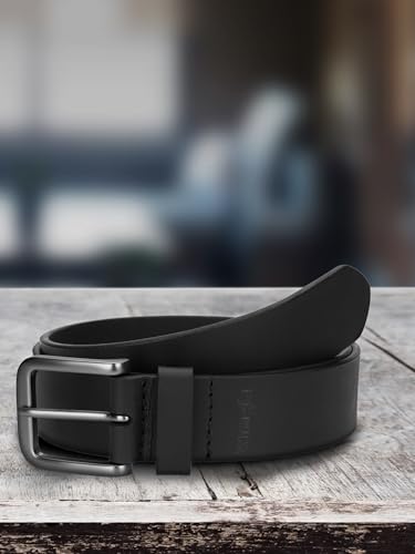 Wrangler Men’s Full Grain Genuine Leather 35mm Thick Casual Belt for Jeans, Pants - Black, 36