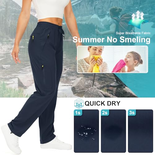 Women's Hiking Pants Quick Dry UPF 50 Travel Golf Pants lightweight Camping Work Cargo Pants Zipper Pockets,6608,Blue,M