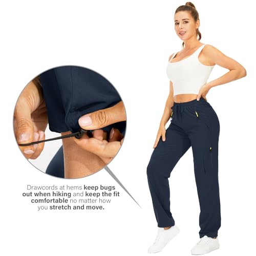Women's Hiking Pants Quick Dry UPF 50 Travel Golf Pants lightweight Camping Work Cargo Pants Zipper Pockets,6608,Blue,M