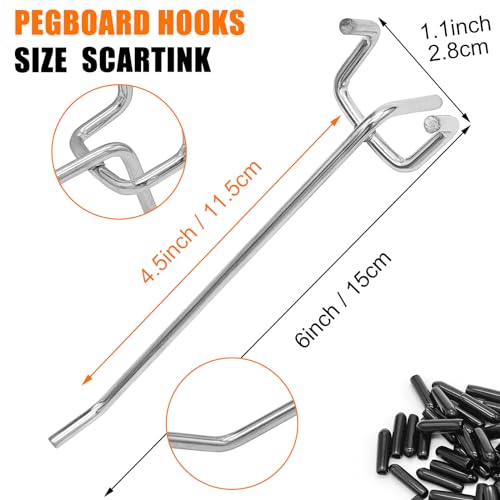 Scartink 6" Pegboard Hooks - Garage Organizer, 20 Pack