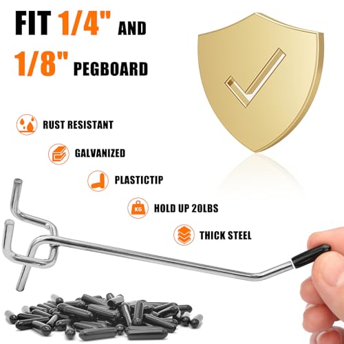 Scartink 6" Pegboard Hooks - Garage Organizer, 20 Pack