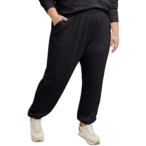 Hanes Originals Fleece Joggers, Soft-Brushed Sweatpants, Women's Loungewear, 29", Plus, Black, Medium