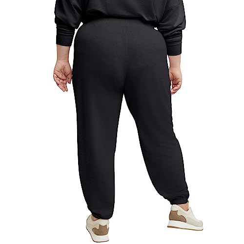 Hanes Originals Fleece Joggers, Soft-Brushed Sweatpants, Women's Loungewear, 29", Plus, Black, Medium