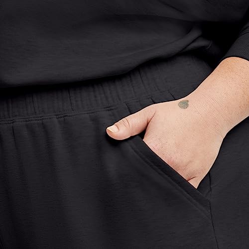 Hanes Originals Fleece Joggers, Soft-Brushed Sweatpants, Women's Loungewear, 29", Plus, Black, Medium