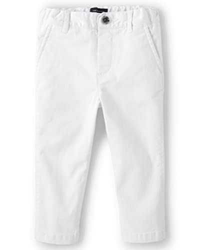 The Children's Place Baby Boys' and Toddler Stretch Skinny Chino Dress Pant, Simply White, 12-18 Months