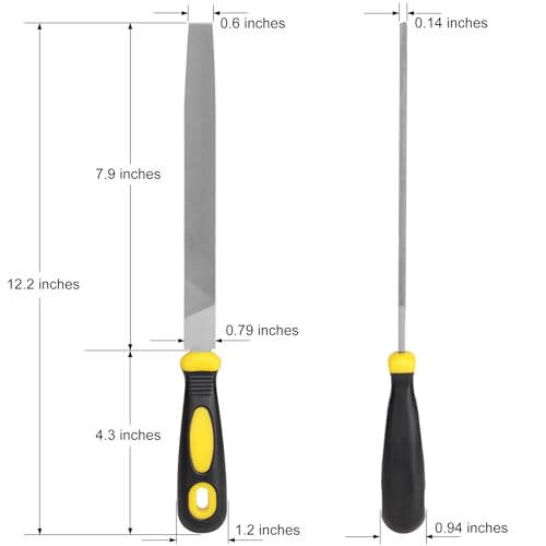 Uaorexplo 8'' Flat Hand Metal File, Ergonomic Rubberized Handle, Uniform Teeth, Strength High Carbon Steel, Suitable for Long Time Use for Trimming, Removing, Sharping Metal, Stone, Wood, and more.