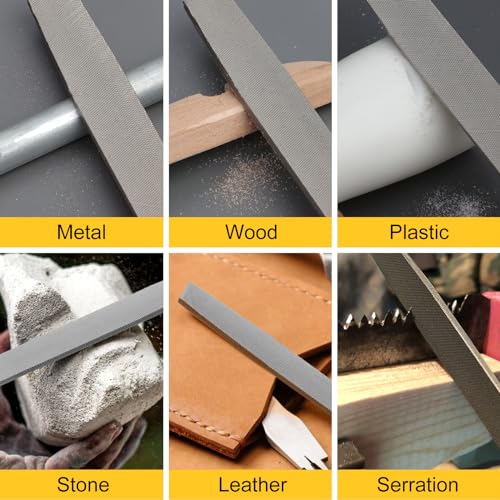 Uaorexplo 8'' Flat Hand Metal File, Ergonomic Rubberized Handle, Uniform Teeth, Strength High Carbon Steel, Suitable for Long Time Use for Trimming, Removing, Sharping Metal, Stone, Wood, and more.