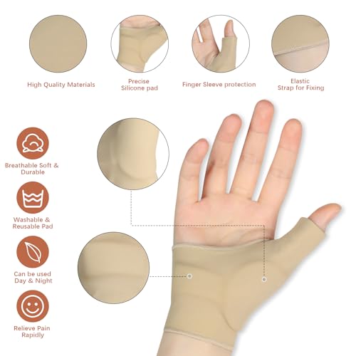 Jianlida Thumb Wrist Brace Compression Sleeve for Women and Men, Soft Elastic Fabric Thumb Splint Glove Liner for Arthritis Pain Relief Protector Support - Left and Right Hand (Medium)